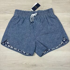 Polo Ralph Lauren Chambray Shorts Womens Small Blue Quilted Cotton Floral